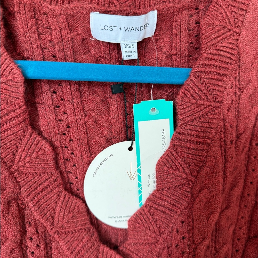 Lost + Wander Burgundy Cable Knit Sweater - Picture 3 of 5